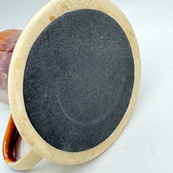 Arkansas Ceramic Pottery Mug Birds Flowers Spill-Proof Brown Beige Vtg 2 - Picture 7 of 8